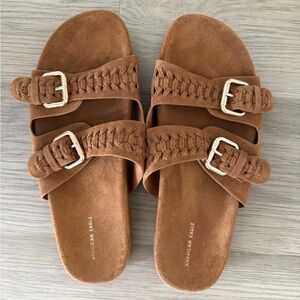 American Eagle Outfitters Women's Cognac Braided Sandals Size 11 (lightly worn)